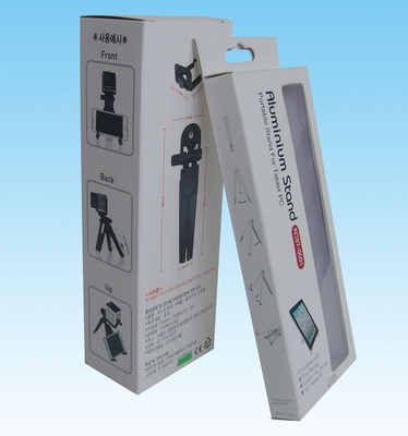 custom cheap paper box packaging with clear PVC / PET  window for Selfie Pole Extend