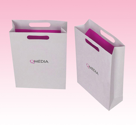 custom printed paper tote shopping bags making with die-cutting handle manufacturer