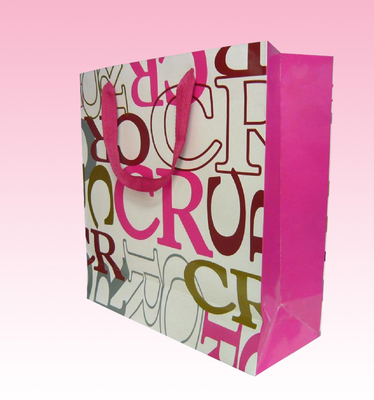 custom luxury paper gift bag factory with embossed red hot stamping logo