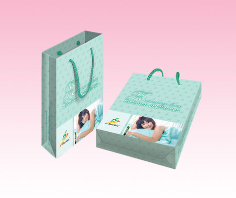 custom blue paper merchandise bags printing manufacturer with full color