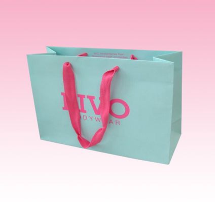 custom blue paper merchandise bags printing manufacturer with full color