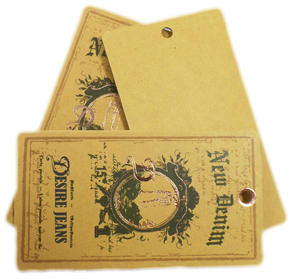custom recycled clothing kraft paper hang tag with eyelet manufacturer