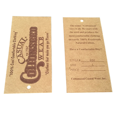 custom recycled clothing kraft paper hang tag with eyelet manufacturer