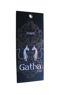 custom apparel swing hang tags label size with hologram printing factory