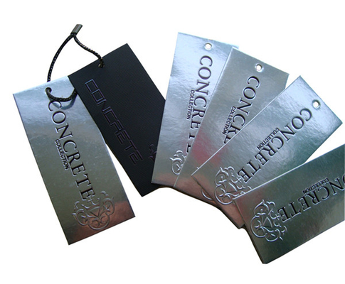 custom apparel swing hang tags label size with hologram printing factory