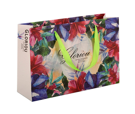 custom  Large Size Advertising Paper Bags With Ribbon Handle For Package