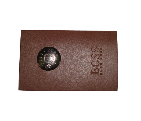 custom leather labels for hats garment leather tags wholesale with metal logo