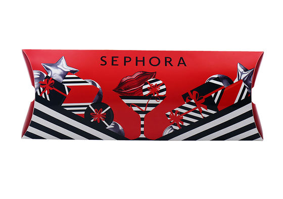 Custom Paper Black Pillow Box With Silver Foil Stamping Logo – Luxury Printed Packaging Manufacturer