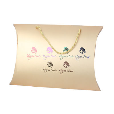 Custom Printed Paper Pillow Boxes With Handle Rope – Luxury Gift Packaging With Silver Foil Logo