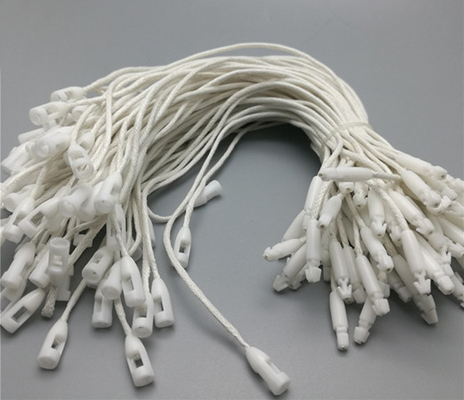 custom cheap white plastic seal String hang tag with bullet clasp manufacturer