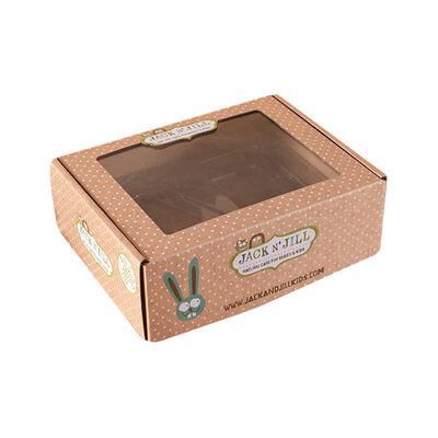 Custom Printed E-Flute Corrugated Mailer Boxes with Window | Foldable Shipping Box Packaging