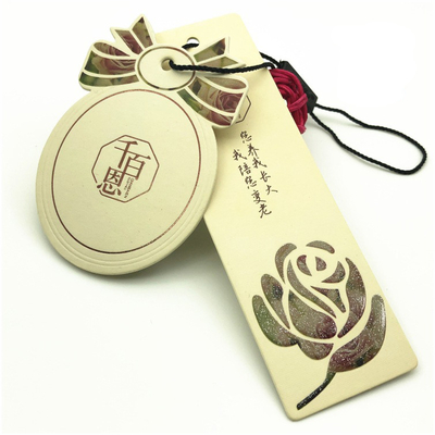 Luxury Clothing Paper Hangtag Printing with Emboss Silver Foil UV Logo Maufacturer