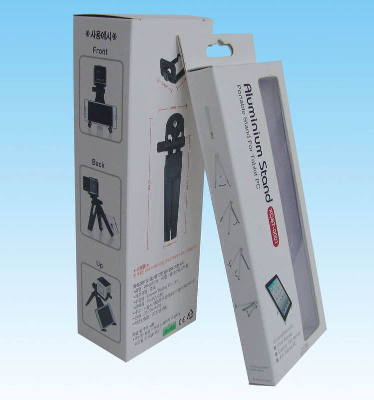 custom cheap paper box packaging with clear PVC / PET  window for Selfie Pole Extend