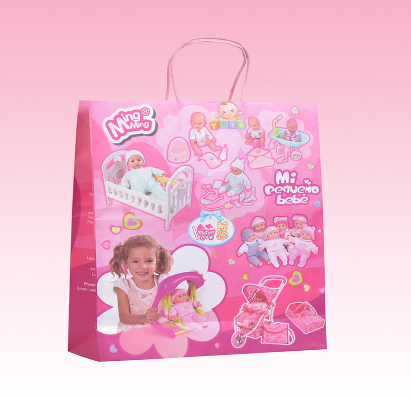 custom small plain kraft paper bags supplier with Twisted paper handle