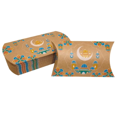Cajas de almohada de papel Kraft impresas a medida    Embalaje ecológico para regalos, marca de minoristas y pequeñas empresas