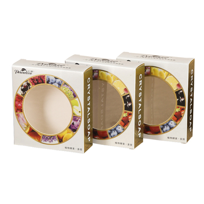 Cajas de embalaje de jabón de papel reciclado personalizadas con ventana de PET/PVC – Cajas impresas al por mayor